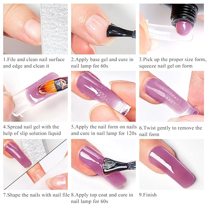 MEET ACROSS Poly Nail Gel 10Pcs Nail Extension Gel Set and Nail Extension Starter Kit for Beginners Nail Art DIY Home Gifts for Women (SET-7, 10pcs)
