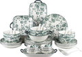 Ceramic Dinnerware Set, Floral Plates and Bowls Sets, Microwave & Dishwasher by FANGJING