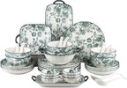 Ceramic Dinnerware Set, Floral Plates and Bowls Sets, Microwave & Dishwasher by FANGJING
