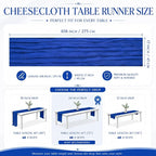 2 Pack Royal Blue Cheesecloth Table Runner 17x108 Inch Boho Rustic Semi Sheer - Image 3