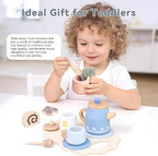 Wooden Tea Set for Little Girls, Play Food Sets for Kids Pretend Play Kitchen - Image 6