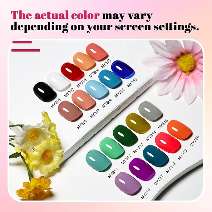 20 Color Perfume Nail Polish Set and 3 PCS Nail Strengthener, Red, Pink, Pueple and Green Quick Drying Nail Polish Set for Women Salon DIY Nail Art