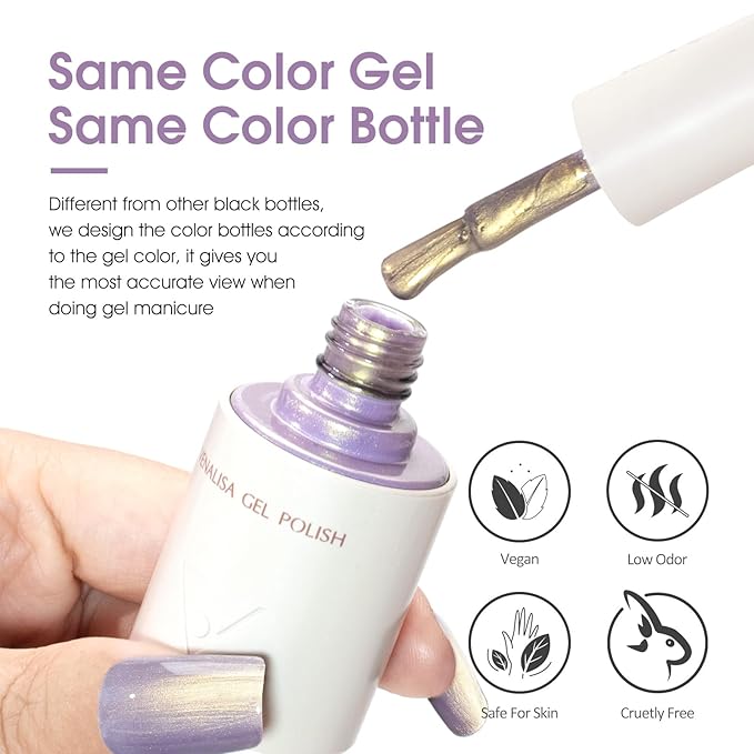 VENALISA Mermaid Purple Gold Glitter Gel Nail Polish 1 Pcs 10ML Soak Off Salon Manicure DIY at Home Nail Art For Girls Women