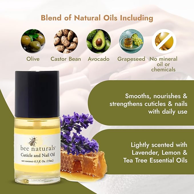 Bee Naturals Nail & Cuticle Care Gift Set – Includes Hydrating Nail Balm & Nourishing Cuticle Oil with Natural Ingredients – Perfect for Dry, Brittle Nails & Ragged Cuticles – Travel-Friendly & Gentle