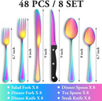 48 Pcs Rainbow Silverware Set - Image 2