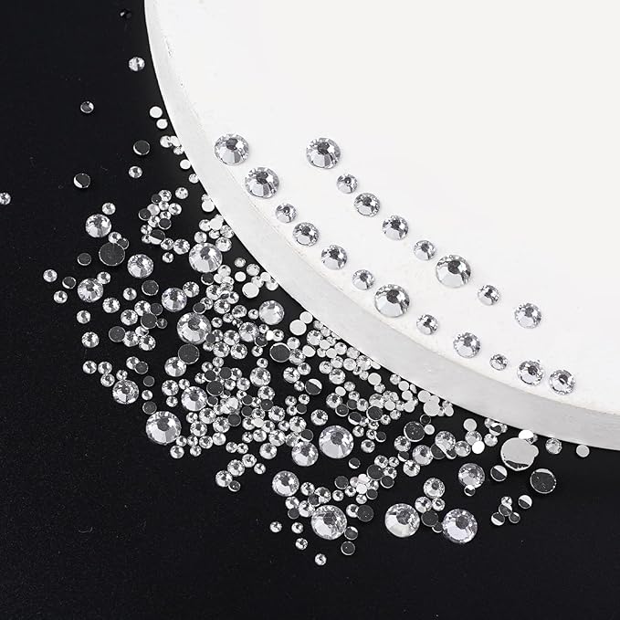 Canvalite 2784PCS Rhinestones Flatback Gems, Nail Rhinestones Nail Art Gems with Jewelry Glues, Pick Up Tweezers and Rhinestone Picker Dotting Pen, Nail Art Tools for Nails, Clothes, Face, Crafts