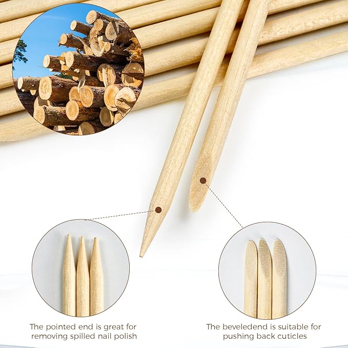 GOLD HONEY 360PCS Cuticle Pusher Wood in Boxed - 4.5 Inch Double Sided Orangewood Sticks for Nails Used - Professional Manicure & Cuticle Remover - Manicure Pedicure Tool