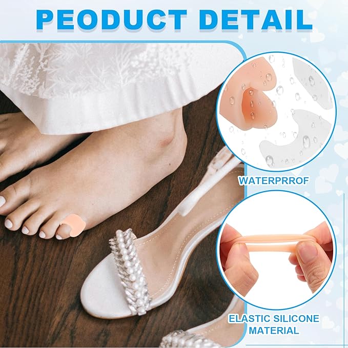PATIKIL Pinky Toe Spacers, 12 Pcs Gel Toe Separator for Women & Men Single Loop Toe Spreader for Overlapping & Curled Little Toes Cushions Corrector & Straightener, White