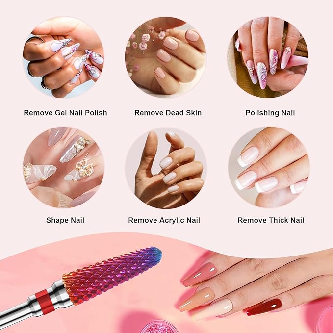 3/32" 2PCS Clean Cone Bits Fine Grit Carbide Cuticle Cleaner Bit for Electric Nail Drills – Professional Manicure Tool for Nail Salons and Home Use (F Grit. Purple)