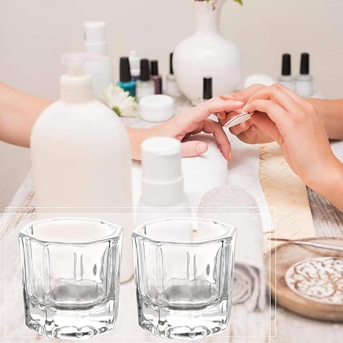 4 Pieces Acrylic Dappen Dish Nail Dapping Dish Nail Powder and Liquid Holder Glass Bowl Crystal Cup Nail Supplies