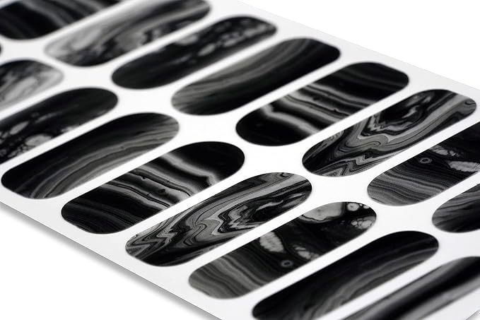 | 20 Exquisite Gel Nail Polish Strips w/Application Accessories - No UV/LED Lamp Required (Midnight Agate)