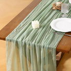 Cheesecloth Table Runner Summer Boho Wedding Shower Party Home Decor | Sage by Socomi