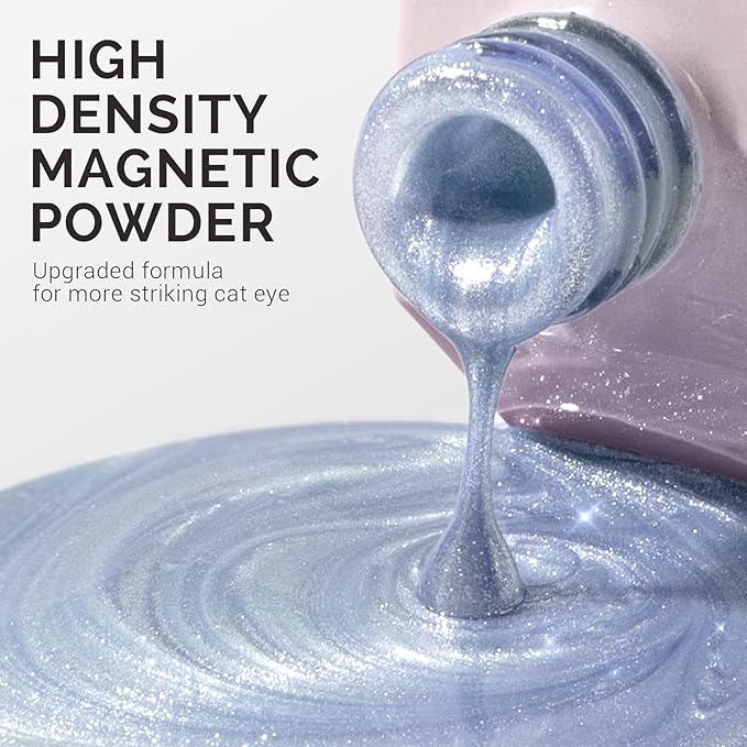 MelodySusie Jeweliver Cat Eye Gel Nail Polish, 0.5 Fl Oz Light Blue Glitter Holographic Magnetic Nail Polish with Magnet, UV Nail Polish for Nail Art Manicure Salon DIY at Home C54