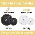DaYammi 60PCS Black and Gold Plastic Plates, Heavy Duty Black and Gold - Image 4