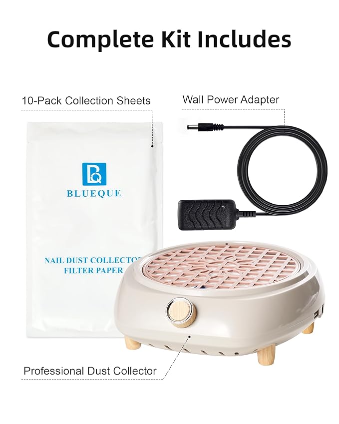Nail Dust Collector for Nail Tech - Quiet & Powerful 3rd Generation Vacuum Nail Fan Dust Collector Vent, Must Have Nails Tools & Accessories for Nail Art, Professional Nail Tech Supplies