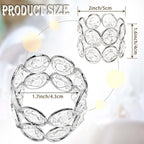 Crystal Metal Napkin Rings Set, Elegant Wedding/Party Table Decor, Shiny - Image 2