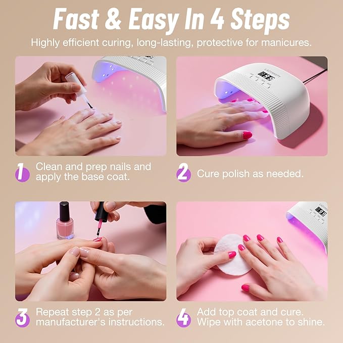 UV Nail Lamp - Fast Drying, UV Light for Gel Nails with 30 Dual Lamp Beads, 4 Timer, LCD Display, Energy Efficient LED Nail Light for Home & Salon