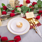 LIYH 180 Pcs White and Gold Plastic Plates Disposable - Image 3