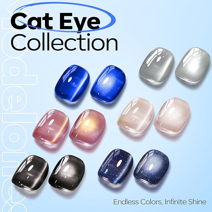 modelones Cat Eye Gel Nail Polish, Glitter Blue Magnetic Nail Polish with Magnet Soak Off U V Winter Gel Polish Shimmer Nail Art Top Coat Manicure Salon DIY