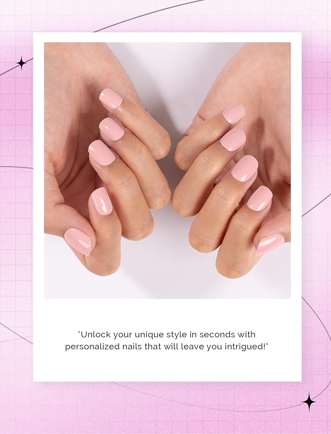 MelodySusie 30PCS Semi Cured Gel Nail Strips, Creamy Pink, Salon Quality, Long Lasting, Easy to Apply, Includes 2 Prep Pads, Nail File and Wooden Stick