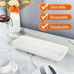 Serving Tray Platter Rectangle, Plastic White Food Trays - Image 5