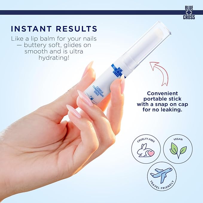 Blue Cross Cuticle Balm Conditioning Stick, Scented Cuticle Softener Oil Balm with Nourishing Sunflower & Grape Seed Oil, Professional Nail Care Supports Dry + Damaged Cuticles, 0.05oz, Pomegranate