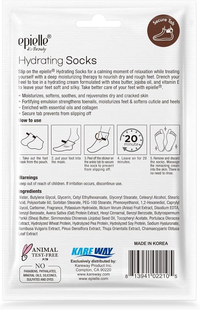 Epielle Hydrating & Moisturizing Hand & Foot Masks 12 Pairs, Relieve and Soften Dry Hands & Cracked Heels with Shea Butter & Sunflower Seed Oil, Korean Skin Care, Spa Set, Self Care Gifts for Women