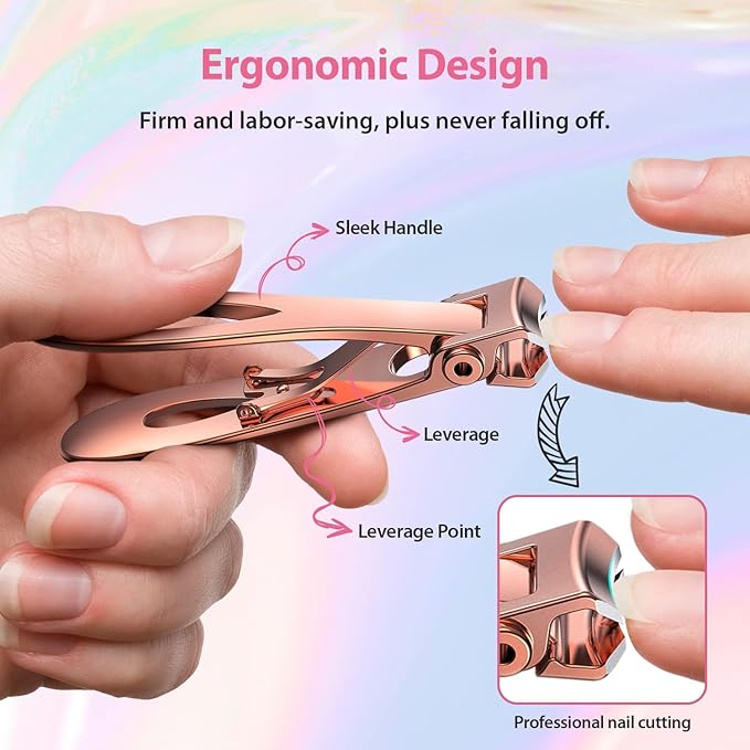 Kaasage Nail Clipper and File, Professional Stainless Steel Heavy Duty Nail Cutter with Ergonomic Long Handle and Sharp Jaw Clip Finger Nails and Thick Toenails Easily, Gift for Adults, Men & Seniors