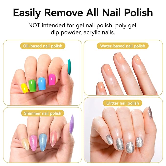 Nail Polish Remover Non-acetone, 5-10s Fast Remover for Regular Nail Polishes, Reusable Push-Down Pump Dispenser, No Toxic Gentle Removal, Rich in VE Non-Drying, 5.46 fl. oz