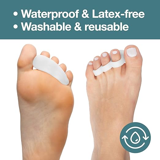 ZenToes Hammer Toe Corrector for Women & Men | Triple Loop Gel Toe Spacers & Separators | Realign Bent, Crooked, Curled, Claw, Hammertoes | Soft Support for Straightening | 4 Pack, White