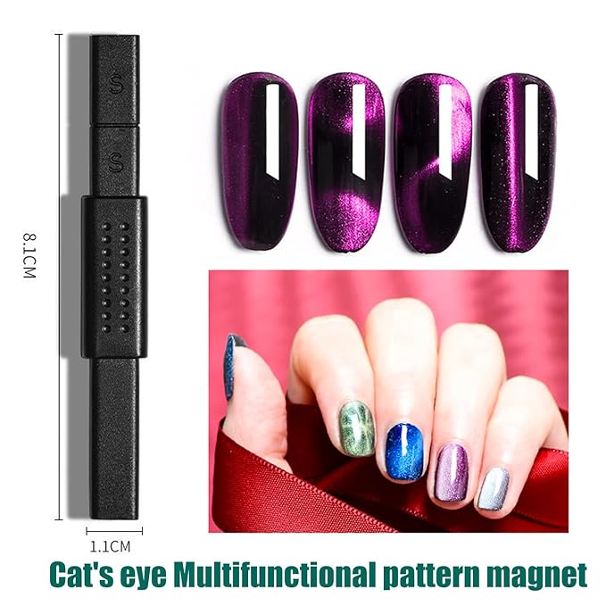 JERCLITY 5 Pieces Nail Magnet Stick Cat Eye Tool Multi-Function Board 3D Magnetic Wand Strong Stick for Cat Eye Gel Polish DIY Nail Art