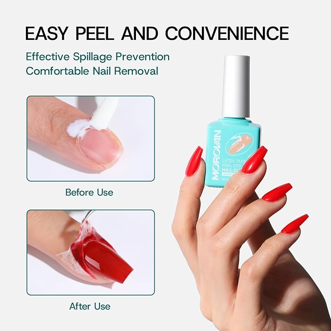 Morovan Gel Nail Polish Remover Kit: Gel Polish Remover with Liquid Latex Tape Nail Strengthener Nail Tools Quick Remove Gel Nail Polish in 3-5 Minutes No Need to Warp & Soak