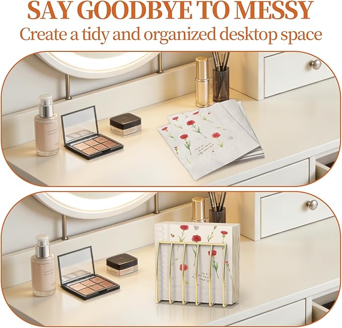 Reversible Napkin Holder for Table Gold | 2-in-1 Gold Metal Cocktail Napkin - Image 4