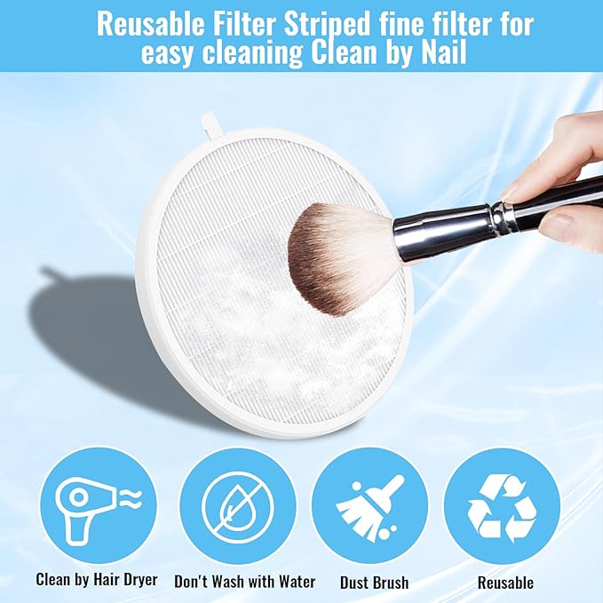 Reusable Nail Dust Filter 4-Pack - High-Efficiency 6.69"x0.31" Dust Collector Attachment for Manicure Tables, Pet & Craft Stations