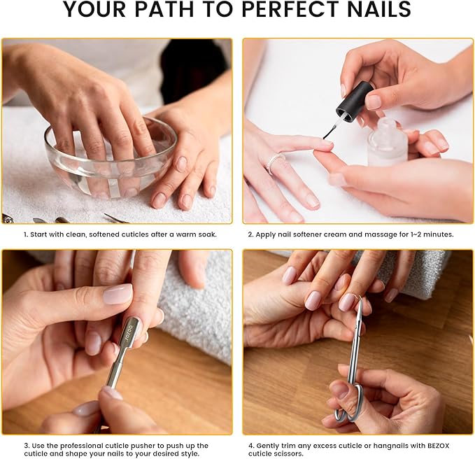 BEZOX Precision Curved Tip Cuticle Scissors - Russian Style Sharp Nail Dead Skin and Hangnail Scissor, Professional Cuticle Trimmer with Sharp, Thin Blade - Ideal for Right & Left-Handed Use