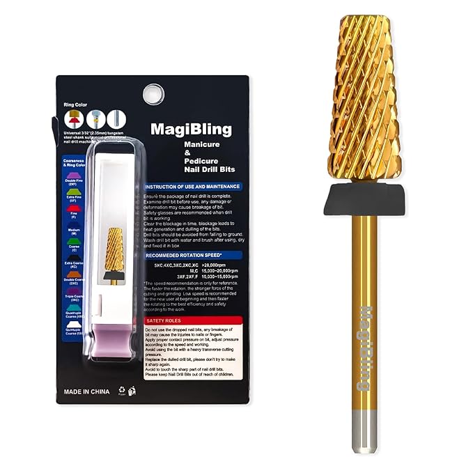Super Cut Tapered Barrel Nail Drill Bits, 3/32'' Professional Tungsten Carbide Bits, Remove Hard Gel Fast, Right Hand, Suitable for Long Acrylic Nails Gel Polishing, Extra Coarse.
