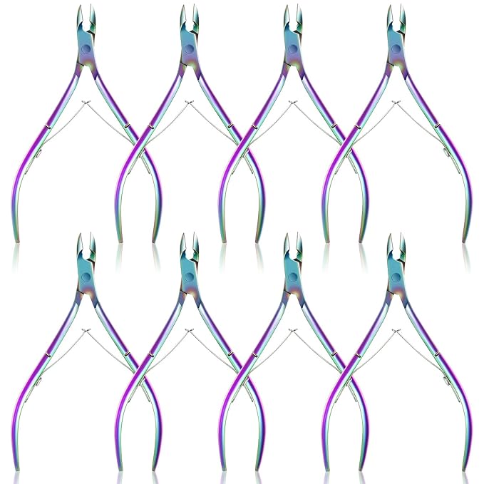 8 Pieces Cuticle Trimmer Stainless Steel Cuticle Nippers Pointed Blade Dead Skin Cutter Clipper Remover Scissors Manicure Tools for Fingernails and Toenails(Vivid Color)