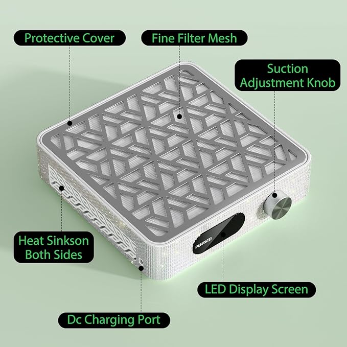 Nail Dust Collector, Powerful Vacuum Fan Vent Dust Collector Extractor Dust Suction Machine for Acrylic Nails Polishing, Nail Salon,Ab Diamond