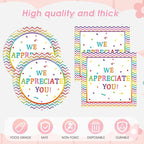 41Pcs We Appreciate You Decorations Rainbow Color Thank You Themed Tableware - Image 4