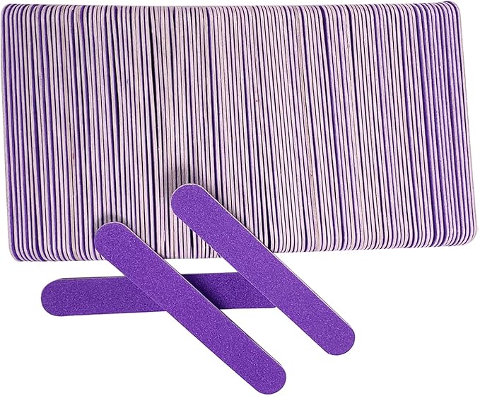 Mini Nail Files Bulk (100 Pcs), Double Sided Emery Board Nail File for Nature Nails, Manicure Tool Set Disposable Colorful Nail File for Home Salon Use Travel Size Men Women Kids Wood Board