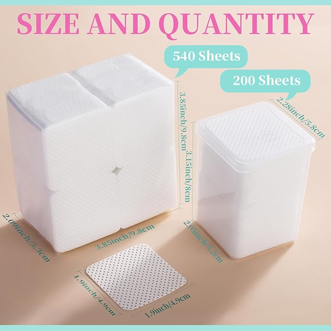 FANDAMEI 740 PCS Lint Free Nail Wipes, Nail Wipes for Gel Nails Lint Free, Nail Supplies, White