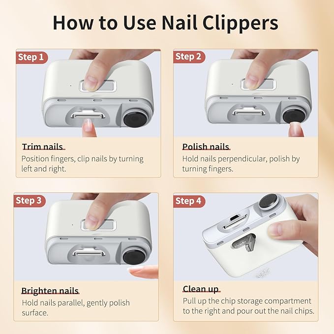 2025 Upgraded 3-in-1 Electric Nail Clipper & Polisher with LED Light, 2-Speed, Auto Shut-Off, Low Noise, USB Rechargeable, Safe for Baby & Seniors