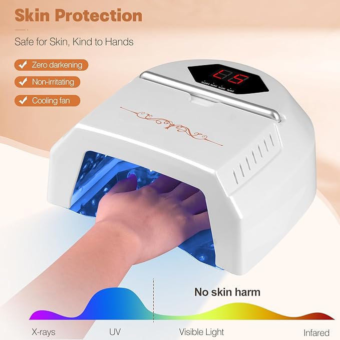 UV LED Nail Lamp Rechargebale, 72W Cordless Gel Nail Lamp with Fan Professional Nail Lamps for Gel Nails Nail Dryer with 45 Beads, Perfect for Salon Manicure, Pedicure, Home DIY Use (Pure White)