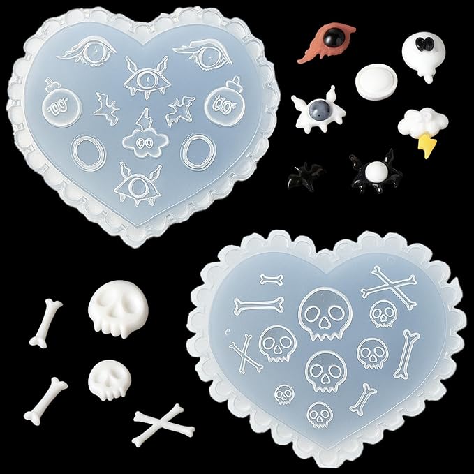 2 Pcs Halloween Silicone Nail Art Molds for Women Resin Nail Design