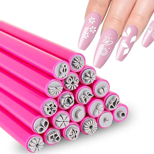 20PCS Nail Art Stamp Stamps Pen, Flower Stamper Pen for Women Girls, DIY Kit for Nail Art with Various Patterns