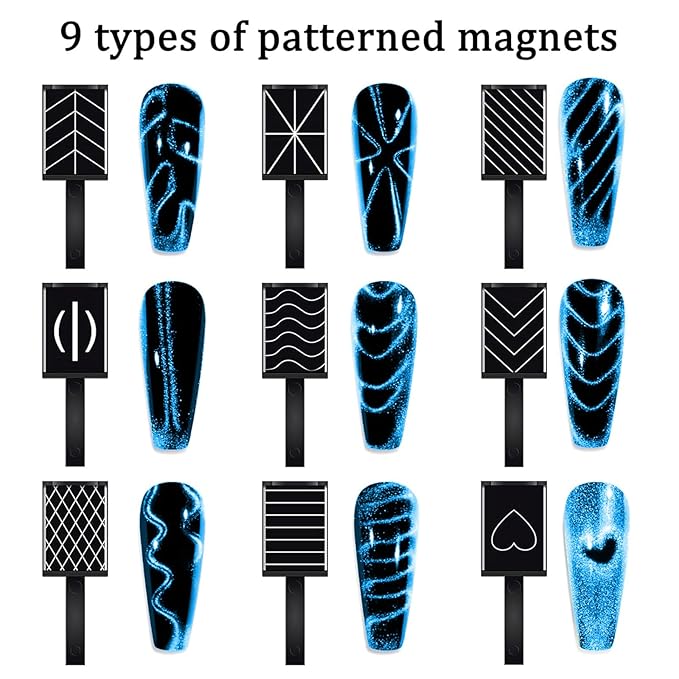 38 PCS Cat Eye Magnet For Nails Cat Eye Gel Nail Polish Magnet 3 IN 1 Cat Eye Magnetic Nail Polish Wand Multifunctional Nail Art Magnet Manicure Design Tools DIY Salon Accessories