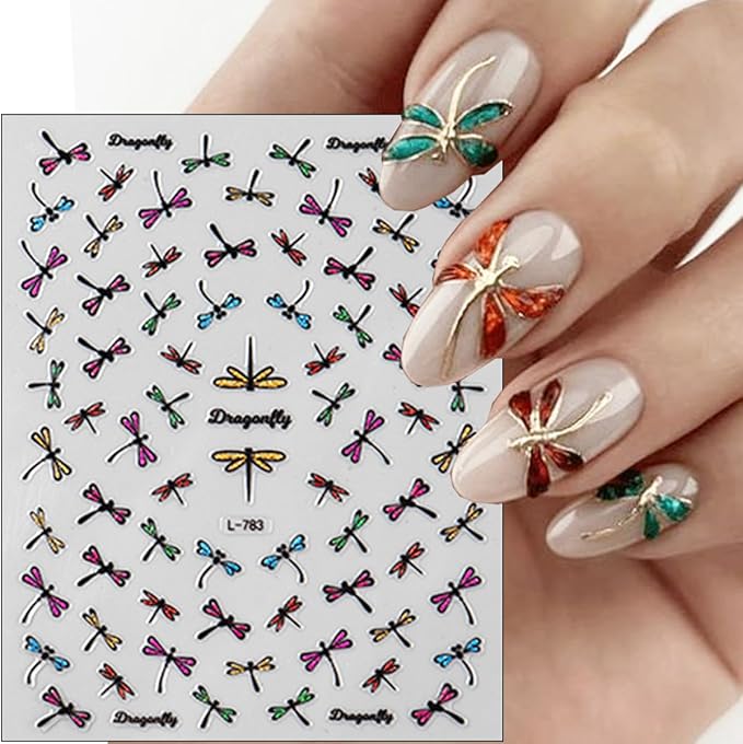6Pcs Insect Nail Art Stickers Decals 3D Glitter Summer Nail Decals Ladybug Spider Nail Stickers Colorful Ladybug Dragonfly Nail Design Supplies Spring Butterfly Stickers for Women DIY Salon Manicure