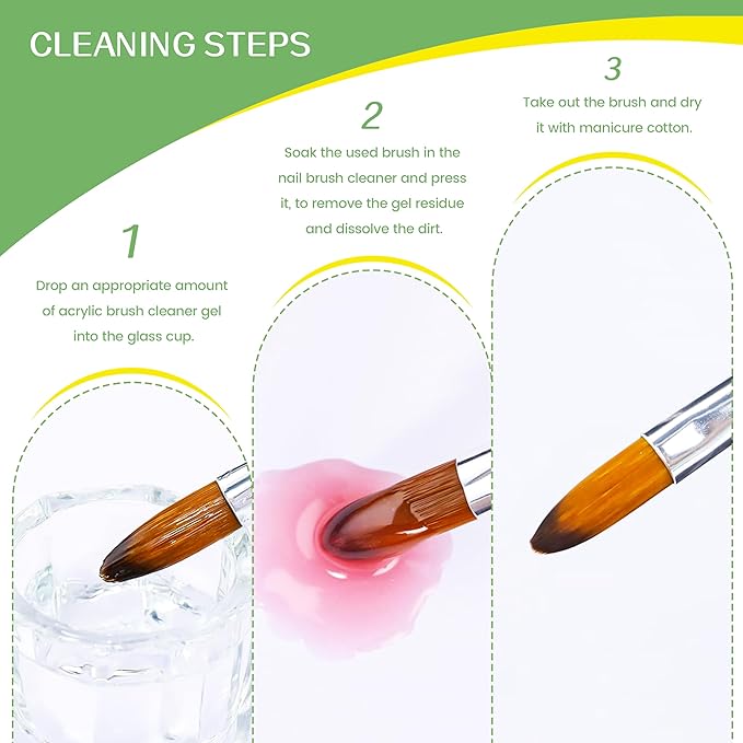 AIJIMEI Acrylic Nail Brush Cleaner Gel, Nail Brush Cleaning Solution Cleaner Restorer for Any Nail Art Brush Rapid Clean Brush Cleaner for Nails (60ml/2fl.oz-Aloe)