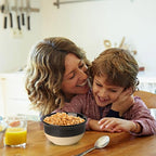 HASENSE Ceramic Cereal & Soup Bowls Set of 6, 20 Oz Black & Beige Stackable - Image 2