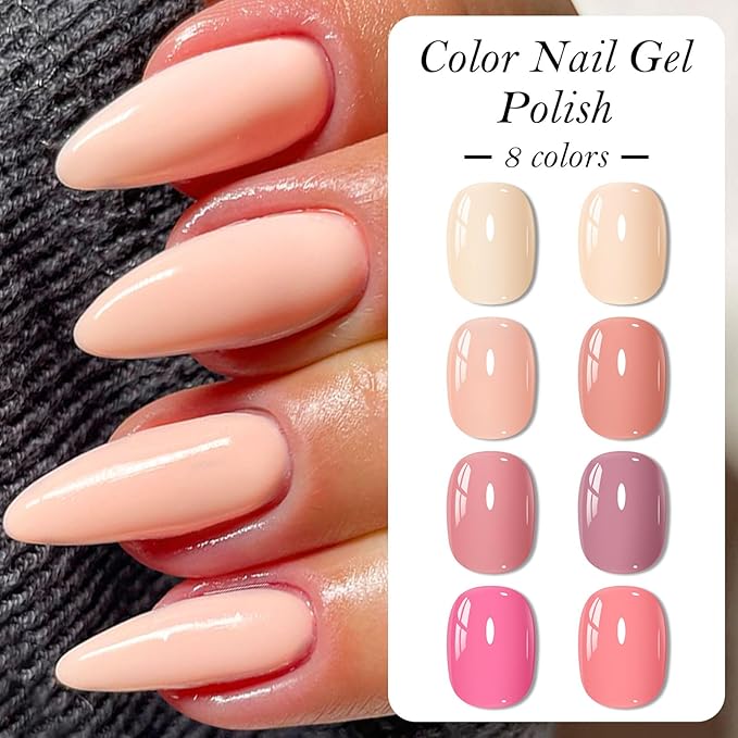 MEET ACROSS 1 Step Gel Polish Set Nail Art Manicure 3 in 1 Gel Kit Soak Off LED Gel Nail Varnishes No Need base gel top coat (Set-5, 8PCS)